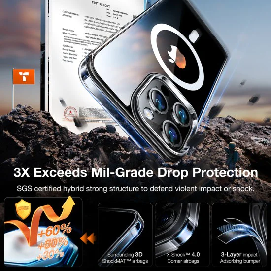 Калъф за iPhone 15 Pro - Torras Diamond MagSafe Series - Clear