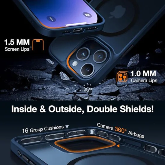 Калъф за iPhone 15 Pro Max - Torras Guardian Magnetic Series - Navy Blue