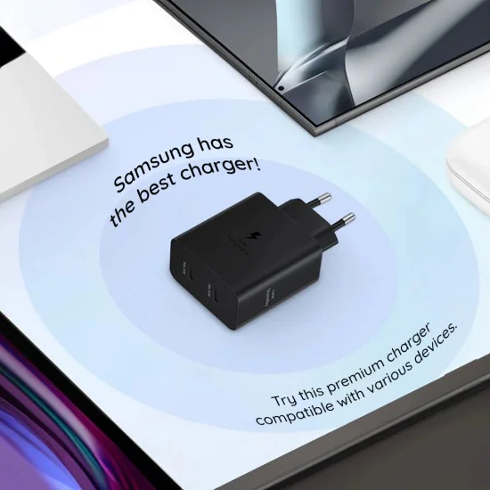 Зарядно устройство USB-C, 50W + кабел - Samsung (EP-T5020XBEGEU) - черно