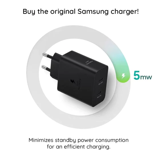 Зарядно устройство USB-C, 50W + кабел - Samsung (EP-T5020XBEGEU) - черно