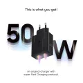 Зарядно устройство USB-C, 50W + кабел - Samsung (EP-T5020XBEGEU) - черно