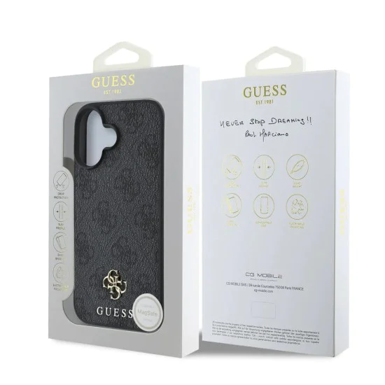 Калъф за iPhone 16 - Guess Hardcase 4G Classic MagSafe (GUHMP16SP4SM4MK) - Черен