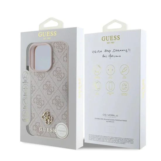 Калъф за iPhone 16 Pro Max - Guess Hardcase 4G Classic MagSafe (GUHMP16XP4SM4MP) - Розов