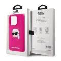 Калъф за iPhone 15 Pro Max - Karl Lagerfeld Silicone MagSafe (KLHMP15XSKHPPLF) - Fuchsia Karl`s Head