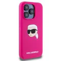 Калъф за iPhone 15 Pro Max - Karl Lagerfeld Silicone MagSafe (KLHMP15XSKHPPLF) - Fuchsia Karl`s Head