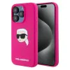 Калъф за iPhone 15 Pro Max - Karl Lagerfeld Silicone MagSafe (KLHMP15XSKHPPLF) - Fuchsia Karl`s Head