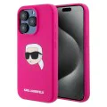 Калъф за iPhone 15 Pro Max - Karl Lagerfeld Silicone MagSafe (KLHMP15XSKHPPLF) - Fuchsia Karl`s Head