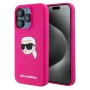 Калъф за iPhone 15 Pro Max - Karl Lagerfeld Silicone MagSafe (KLHMP15XSKHPPLF) - Fuchsia Karl`s Head