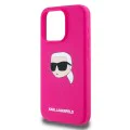 Калъф за iPhone 15 Pro Max - Karl Lagerfeld Silicone MagSafe (KLHMP15XSKHPPLF) - Fuchsia Karl`s Head