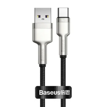 Кабел за данни USB към Type-C бързо зареждане, 66W, 6A, 1m - Baseus Cafule Series Metal (CAKF000101) - Черен