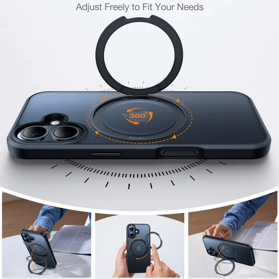 Калъф за iPhone 16 - Torras Ostand Pro Series - черен