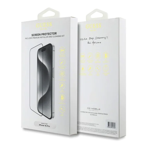 Протектор за iPhone 16 - Guess Classic 2.5D Outline (GUTGP16SBOKGCIT) - Черен