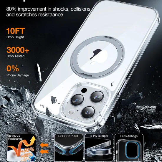 Калъф за iPhone 15 Pro - Torras Ostand Pro Series - Прозрачен