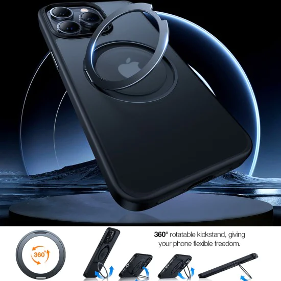 Калъф за iPhone 15 Pro Max - Torras Ostand Pro Series - черен