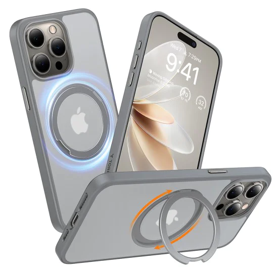 Калъф за iPhone 15 Pro - Torras Ostand Pro Series - Titanium Grey