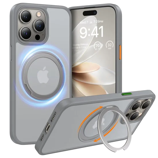 Калъф за iPhone 15 Pro - Torras Ostand Pro Series - Titanium Grey