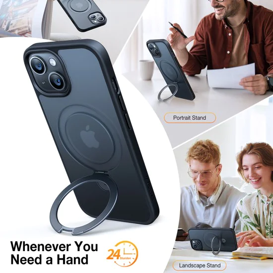 Калъф за iPhone 15 - Torras Ostand Series - черен