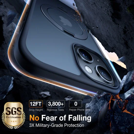 Калъф за iPhone 15 - Torras Ostand Series - черен