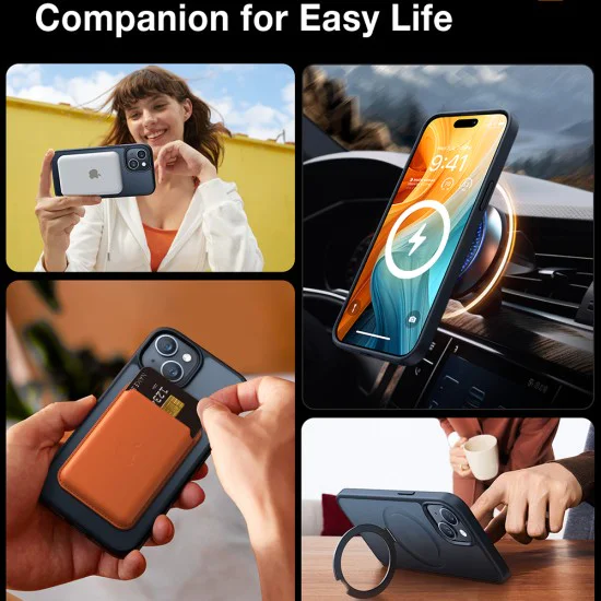 Калъф за iPhone 15 - Torras Ostand Series - черен
