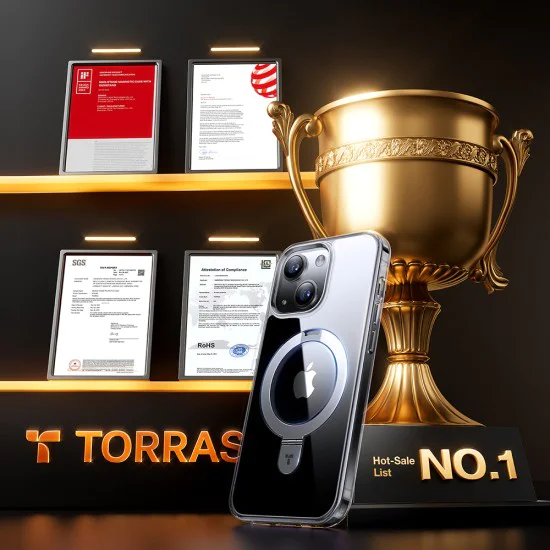 Калъф за iPhone 15 - Torras Ostand Series - Прозрачен