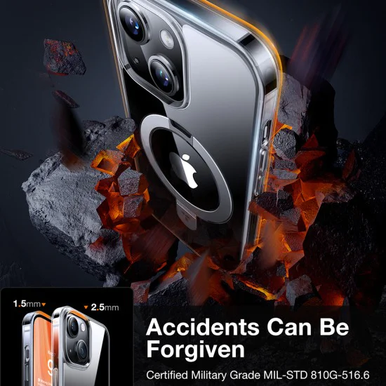 Калъф за iPhone 15 - Torras Ostand Series - Прозрачен