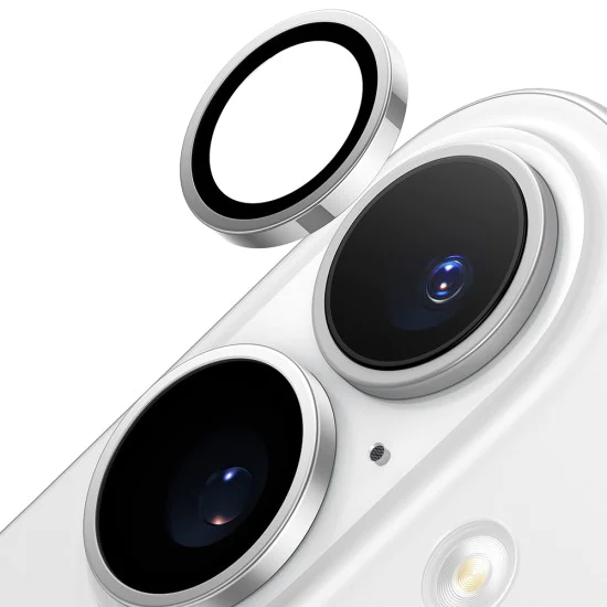 Протектор за камера за iPhone 16 Plus - протектор за камера Torras Lensguard - титаниево сиво