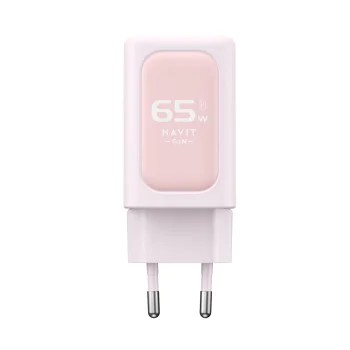 Havit - Зарядно за стена (UC260 EU) - 2x USB-C, USB, 65W - Розово