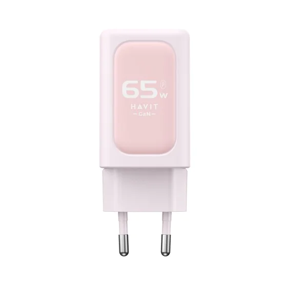 Havit - Зарядно за стена (UC260 EU) - 2x USB-C, USB, 65W - Розово