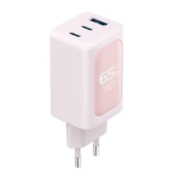 Havit - Зарядно за стена (UC260 EU) - 2x USB-C, USB, 65W - Розово