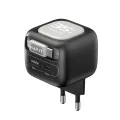 Havit - Зарядно за стена (UC251 EU) - Прибиращ се кабел Type-C, Type-C, USB, GaN, 35W - Черно / Сиво