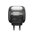 Havit - Зарядно за стена (UC251 EU) - Прибиращ се кабел Type-C, Type-C, USB, GaN, 35W - Черно / Сиво
