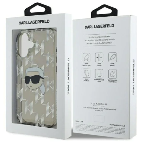 Калъф за iPhone 16 - Karl Lagerfeld IML Luxury Electroplated (KLHCP16SHKLLLPKKHK) - Karl Head