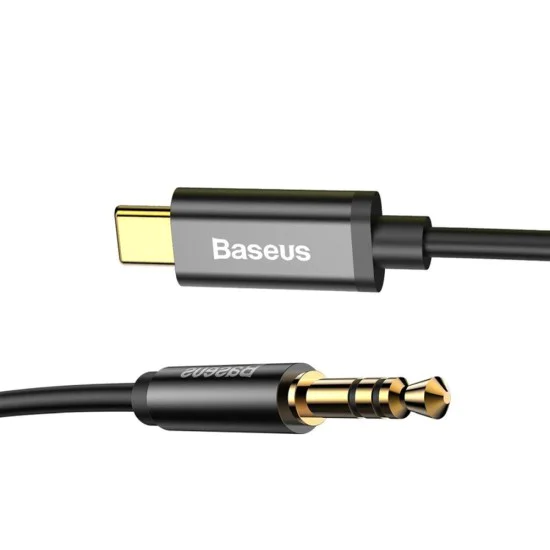 Аудио адаптерен кабел Type-C към 3,5 мм жак 3,5 мм, 1,2 м - Baseus M01 (CAM01-01) - черен