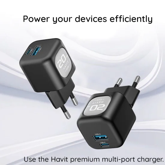 Батерия за 20W USB Type-C - Havit (UC220 EU) - Черен/Сив