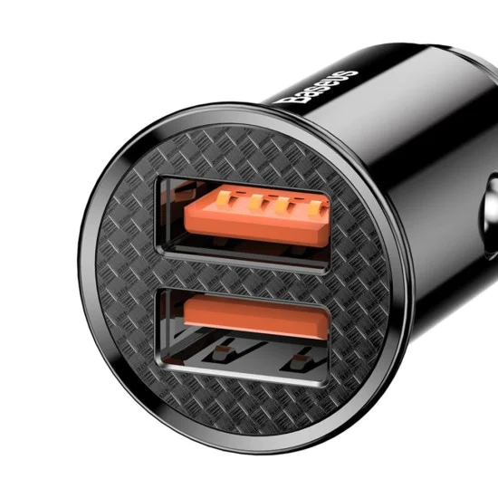 Автоматично зарядно устройство 2x USB 5A, QC 3.0 - Baseus Circular (CCALL-YD01) - черно