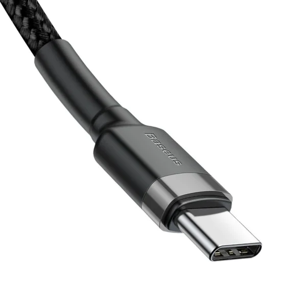 Кабел за данни Type-C към Type-C 480Mbps, PD2.0, 60W, 3A, 1m - Baseus Cafule (CATKLF-GG1) - черен