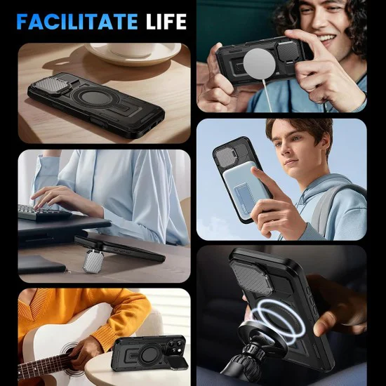 Калъф за iPhone 16 - Techsuit - CamVault MagSafe - Черен