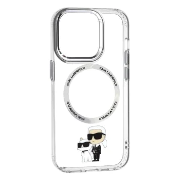 Калъф за IPhone 14 Pro - Karl Lagerfeld Hardcase MagSafe (KLHMP14LHNKCIT) - прозрачен емблематичен Karl&Choupette
