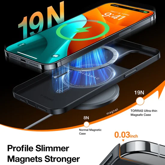 Калъф за iPhone 15 Pro Max - Torras OriginFit-Mag Series - черен