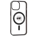 Калъф за iPhone 15 - Karl Lagerfeld IML MagSafe (KLHMP15SHKHNOTK) - Прозрачна глава на Карл