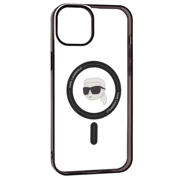 Калъф за iPhone 15 Plus - Karl Lagerfeld IML MagSafe (KLHMP15MHKHNOTK) - Transparent Karl`s Head