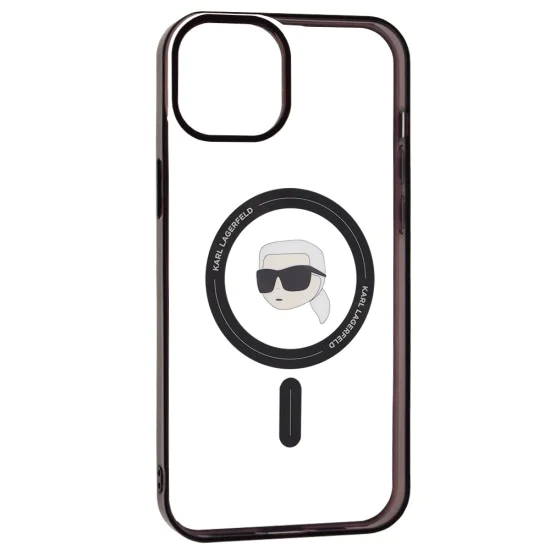 Калъф за iPhone 15 Plus - Karl Lagerfeld IML MagSafe (KLHMP15MHKHNOTK) - Transparent Karl`s Head