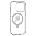 Калъф за iPhone 15 Pro - Karl Lagerfeld Hardcase Ring Stand MagSafe (KLHMP15LHHMMRSKHH) - White Karl Head