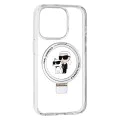 Калъф за iPhone 15 Pro - Karl Lagerfeld Hardcase Ring Stand MagSafe (KLHMP15LHHMMRSKCH) - Бял Karl&Choupette
