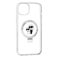 Калъф за iPhone 15 Plus - Karl Lagerfeld Hardcase Ring Stand MagSafe (KLHMP15MHMMRSKCH) - Бял Karl&Choupette
