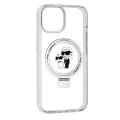 Калъф за iPhone 15 - Karl Lagerfeld Hardcase Ring Stand MagSafe (KLHMP15SHMRSKCH) - Бял Karl&Choupette