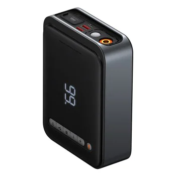Стартово устройство за кола 2в1 (CGCN000001) - Baseus - Външна батерия, USB-C, 10-150 PSI, LCD, Авто-стоп, 12000mAh, 1000A, 12V - Черно