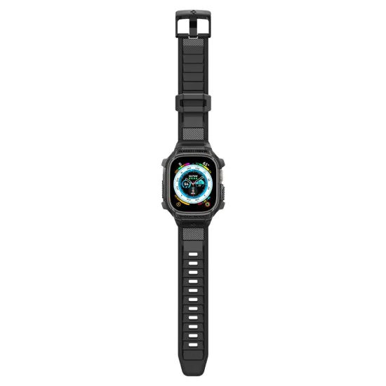 Калъф за Apple Watch Ultra / Ultra 2 + каишка - Spigen - Rugged Armor Pro - черен