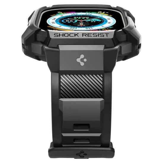 Калъф за Apple Watch Ultra / Ultra 2 + каишка - Spigen - Rugged Armor Pro - черен