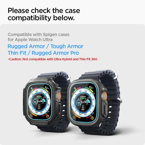Протектор за Apple Watch Ultra / Ultra 2 (комплект 2) - Spigen Glas.TR EZ FIT - Прозрачен